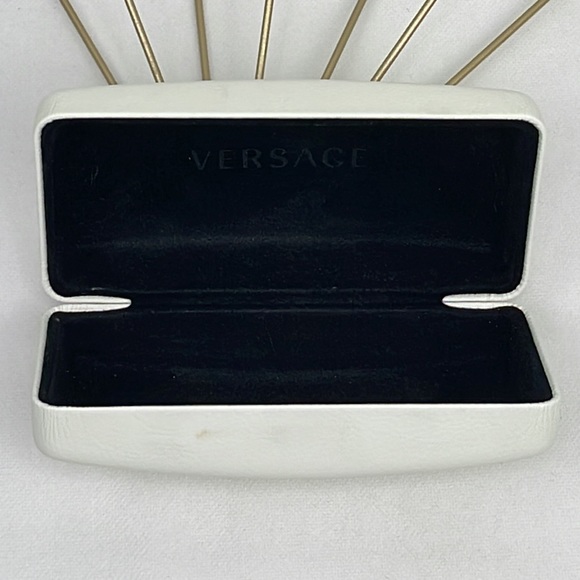 Versace White Leather with Gold Letters Sunglass Case - Picture 6 of 6